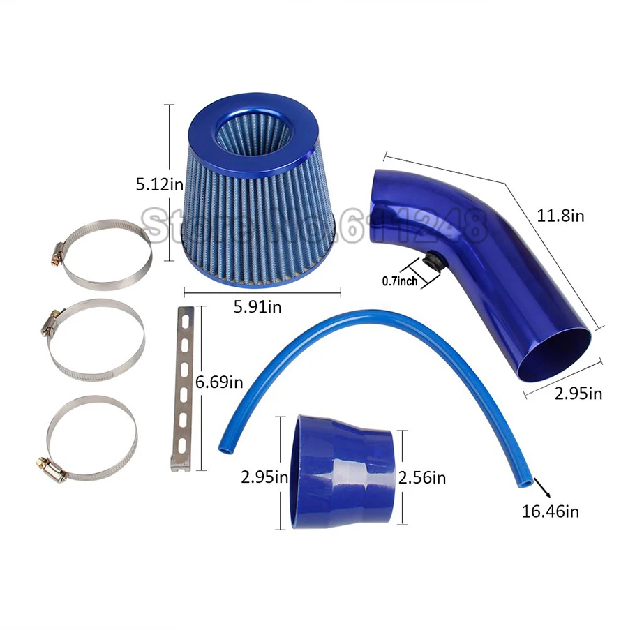 Universal Car Cold Air Intake Filter Alumimum Induction Kit Pipe Hose System Red Blue Air Filter 76mm/3inch Mushroom Head