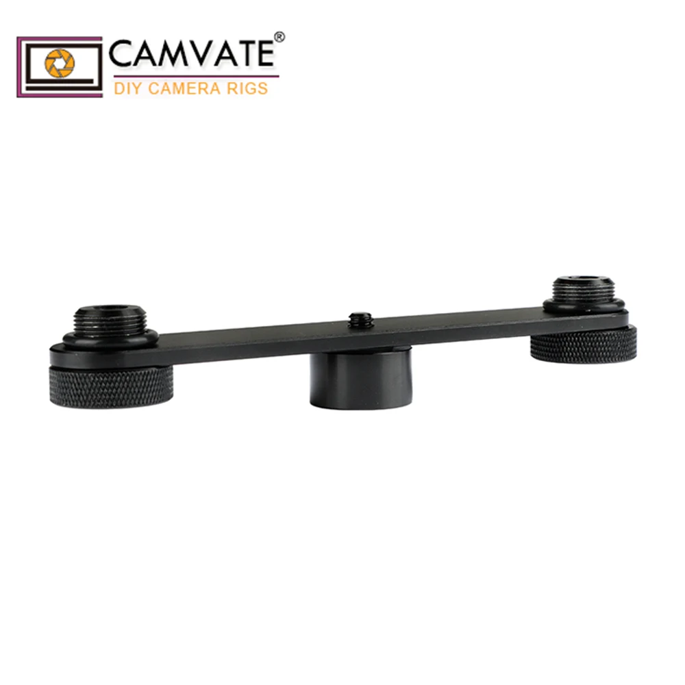 CAMVATE Universal Double Microphone Mounts Bracket T-bar With  1/4