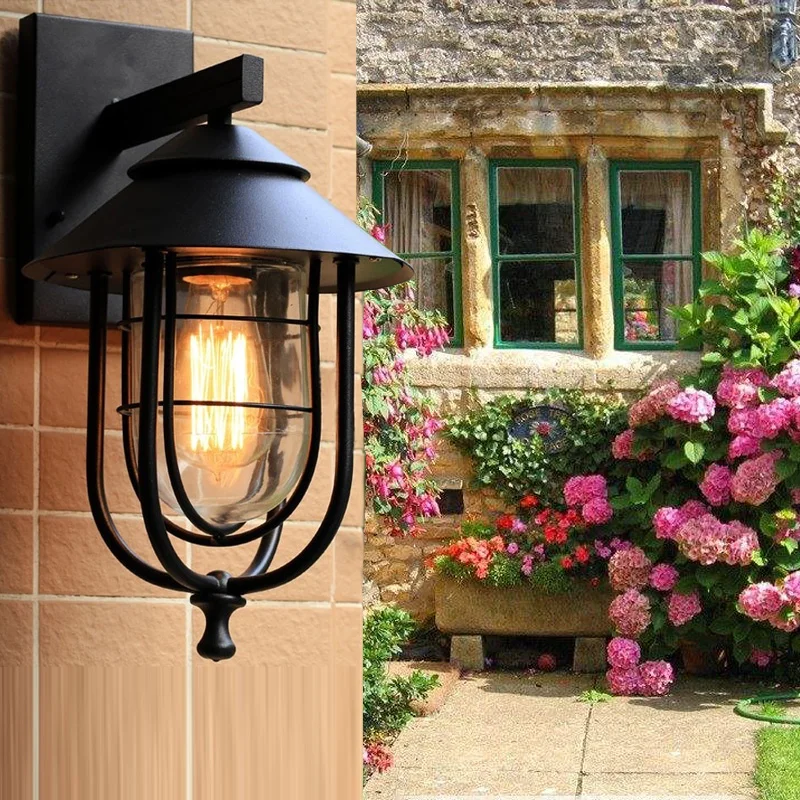 

Bar Garage Gate lamp Vintage Iron Wall light fixtures Outdoor Waterproof Wall Lamp Restaurant Balcony Hotel park landscape light