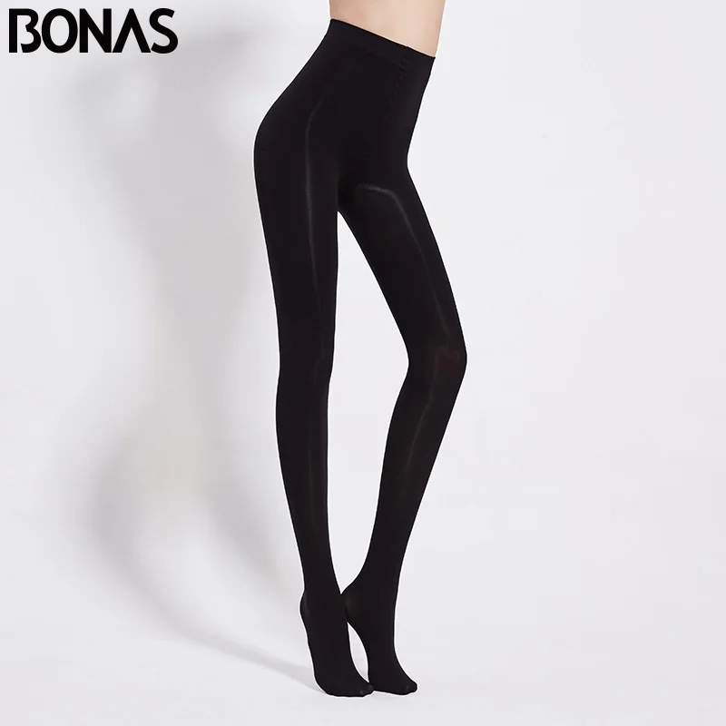 BONAS 80D Women Spring Tights High Elastic Solid  Autumn Pantyhose Women Sexy Slim Legins Female Tights Plus Size collant Femme