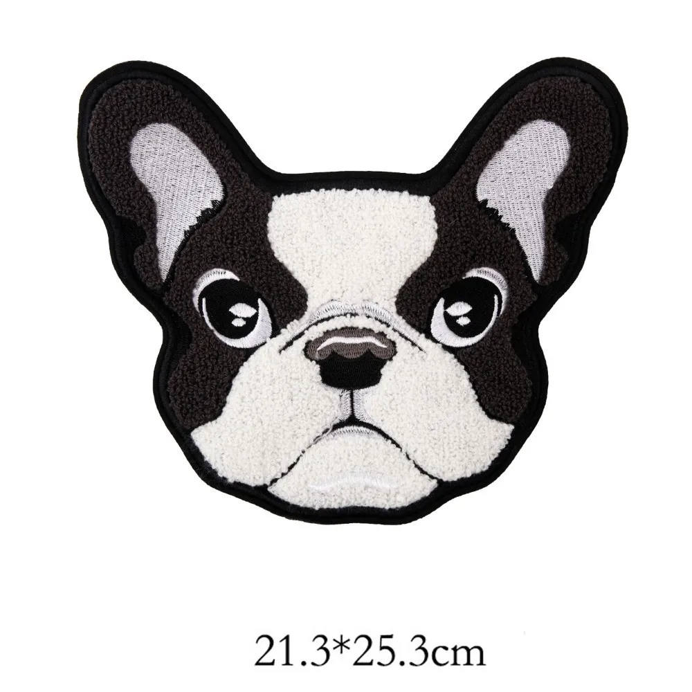 Cartoon Towel Embroidery Appliques Sew On Kawaii Bulldog Patches for Clothing Accessories Bag T-shirt Decor Cute Pet Badges