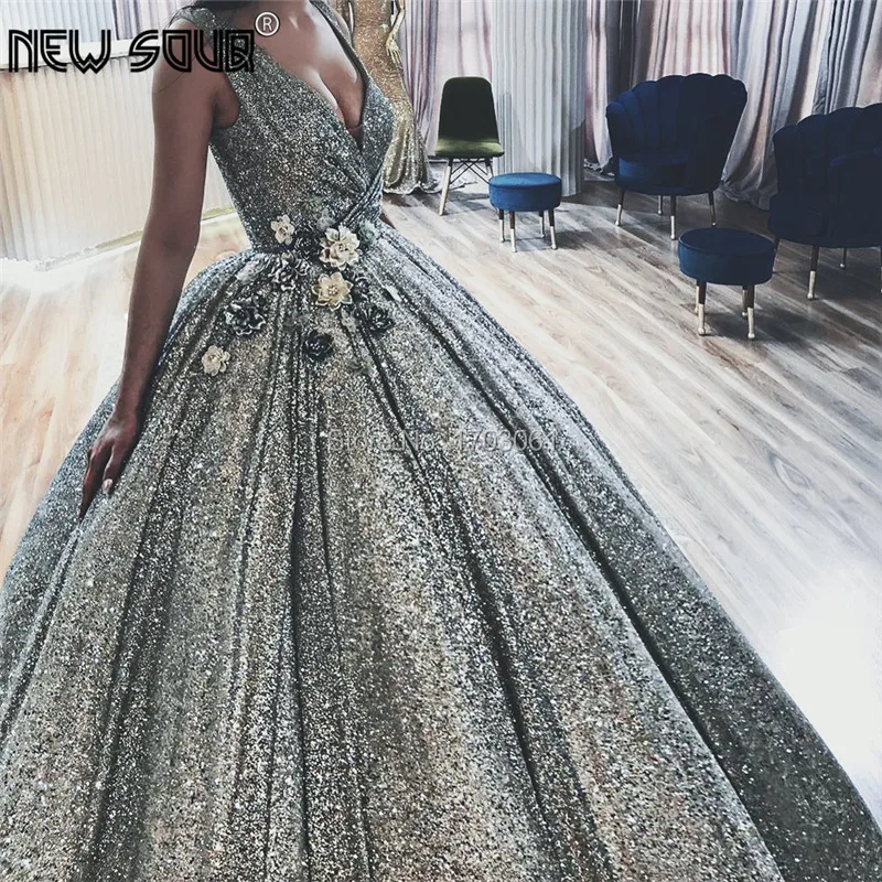 Shiny Arabisch Avondjurken Dubai Turkse Glitter Formele Prom Jassen Robe De Soiree 2019 Islamitische Afrikaanse V-hals Pageant Jurk