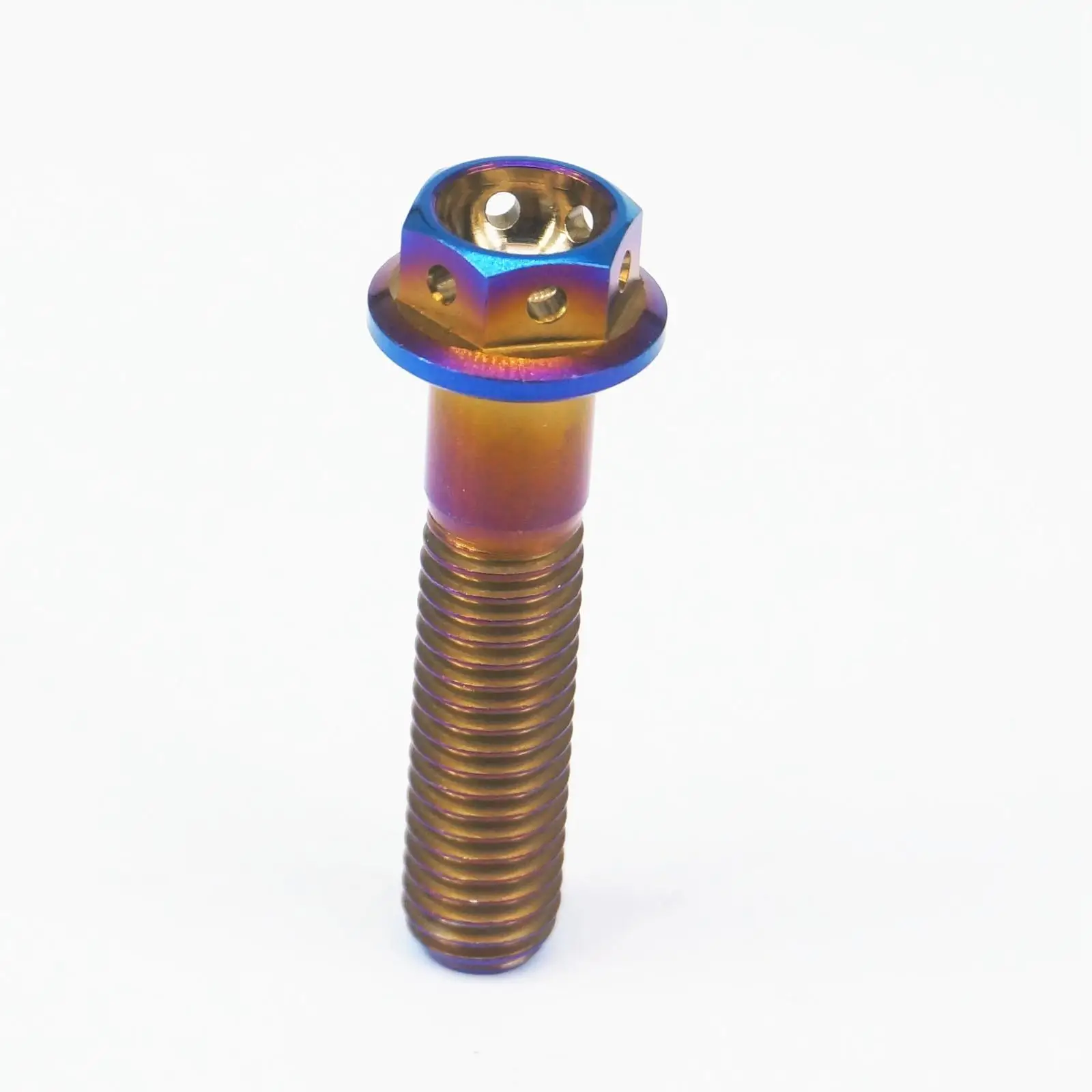 LOT 4 M8x1.25x35mm Burn Blue GR5 Titanium Motorcycle Flange Screw Bolts Hex Concave Head Hollow