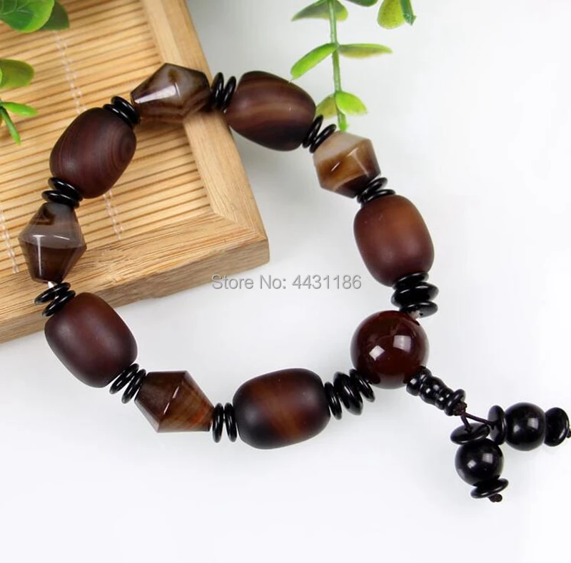 15*Different Styles Natural Agate Handmade Men And Women Tibetan TianZhu Bracelet Lucky Amulet Ornament *Free Gift Box