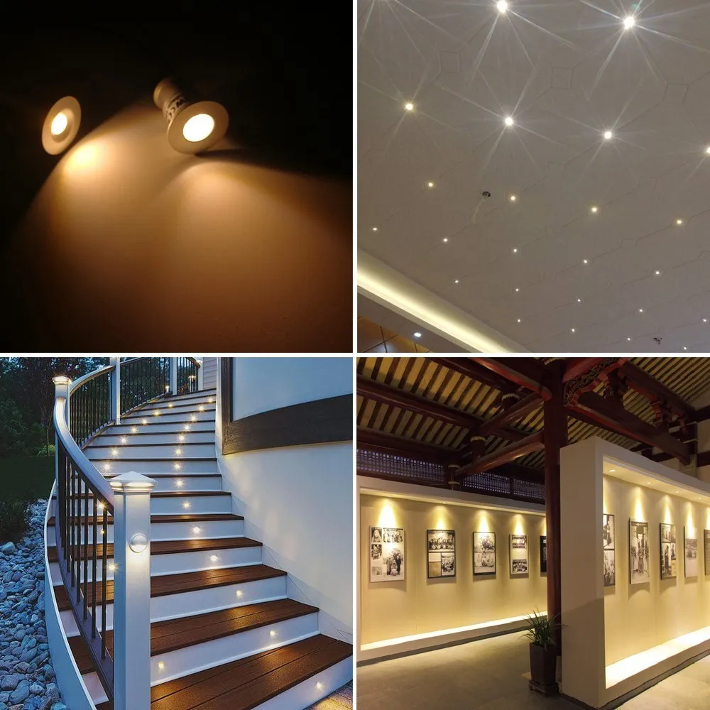1W LED Mini Spotlight 15mm Cutout Recessed Lighting DC3V/12V IP65 Home Kitchen Ceiling Light 30D/120D Beam Angle Dropshipping