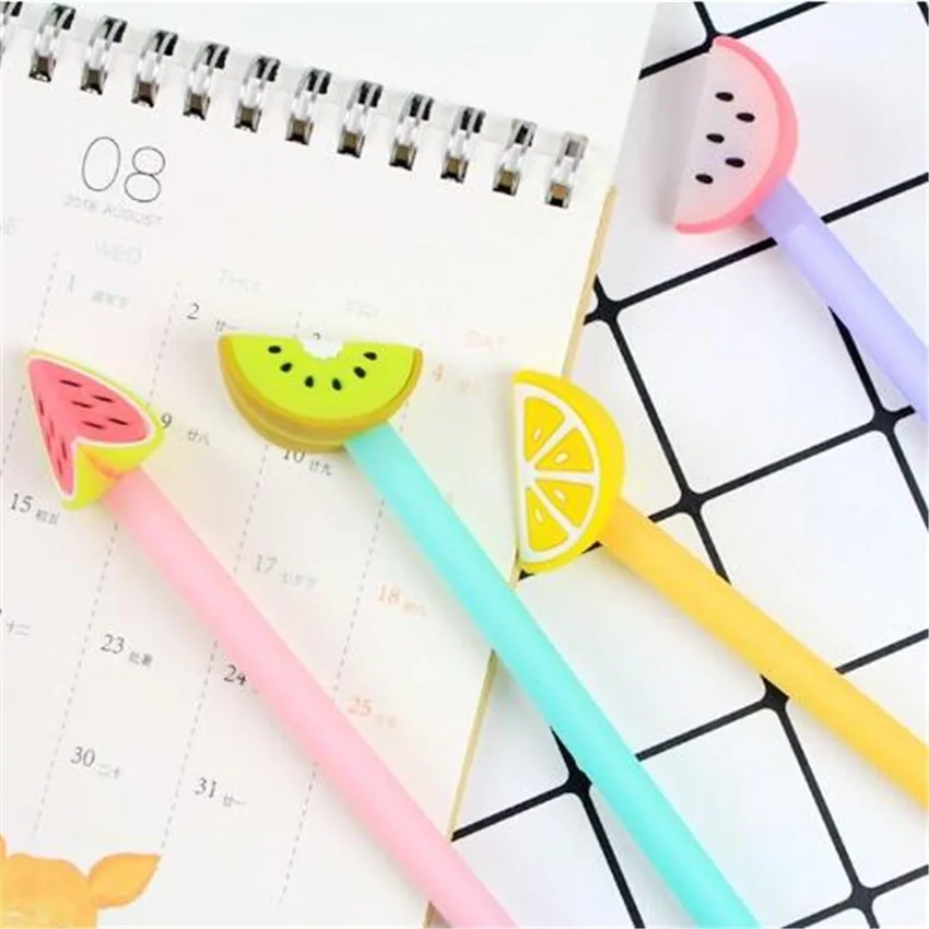 48 pcs Gel Pens Creative Fruit black colored kawaii gift gel-ink pens pens for writing Cute stationery office school supplies