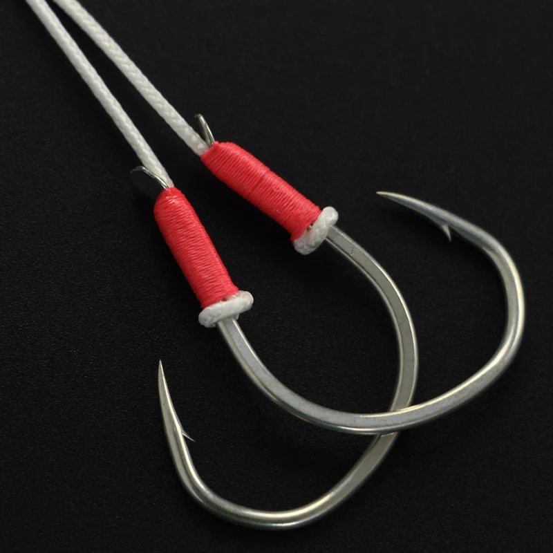 JK Lightweight Red Color 3/0 4/0 5/0 6/0 Slow Jig Hook Assist Double Fish Hooks Saltwater INCHIKU All For Fishing Tackles Snap