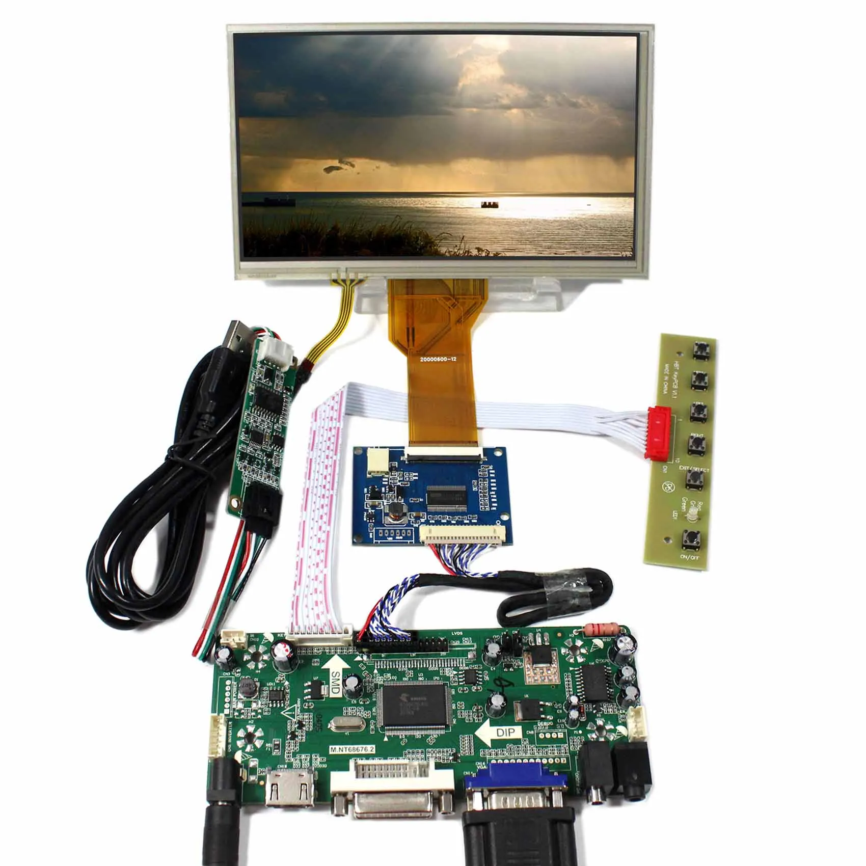 

AT070TN92 Touch LCD Display HD MI DVI VGA LCD Controller Board 800X480 M.NT68676 7inch LCD Screen