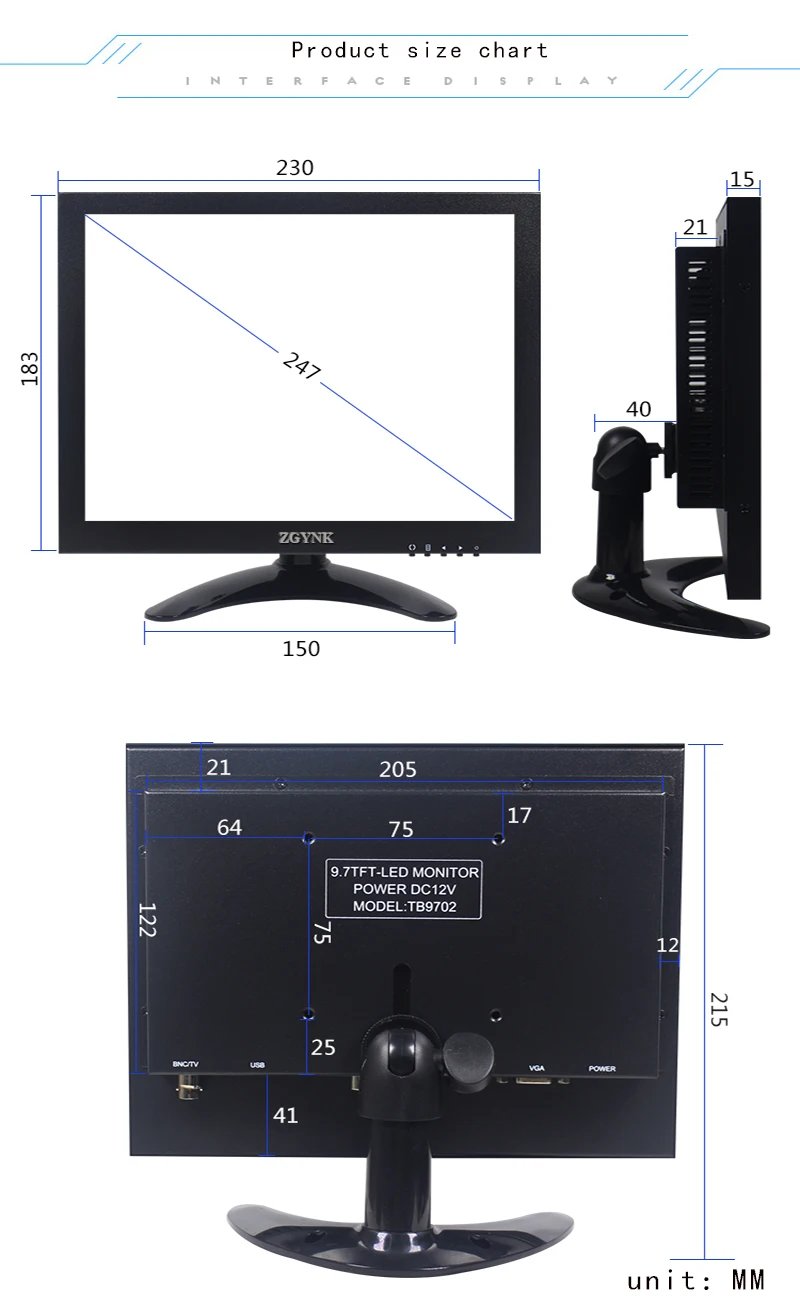 Imagem -04 - Monitor de Metal hd de 9.7 10.1 Polegadas Equipamentos Industriais Display Computador Tela Prolongada Ips