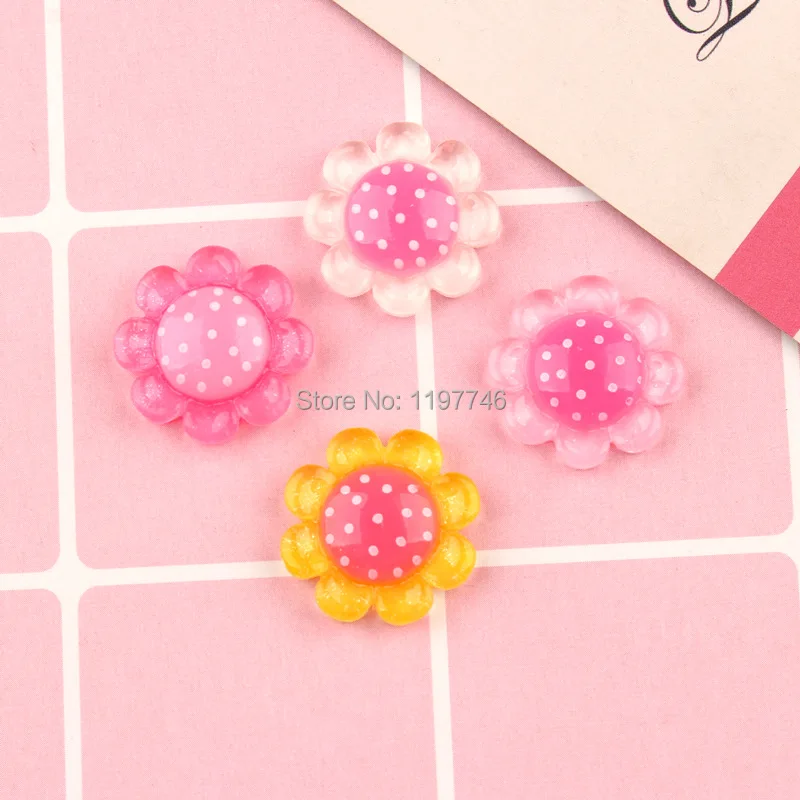 Kawaii Sunflower Flatback Resin Cabochon 10pcs 19mm Fashion Pastel Shiny Flat Back Flower For DIY Phone Home Hair Bow Deco