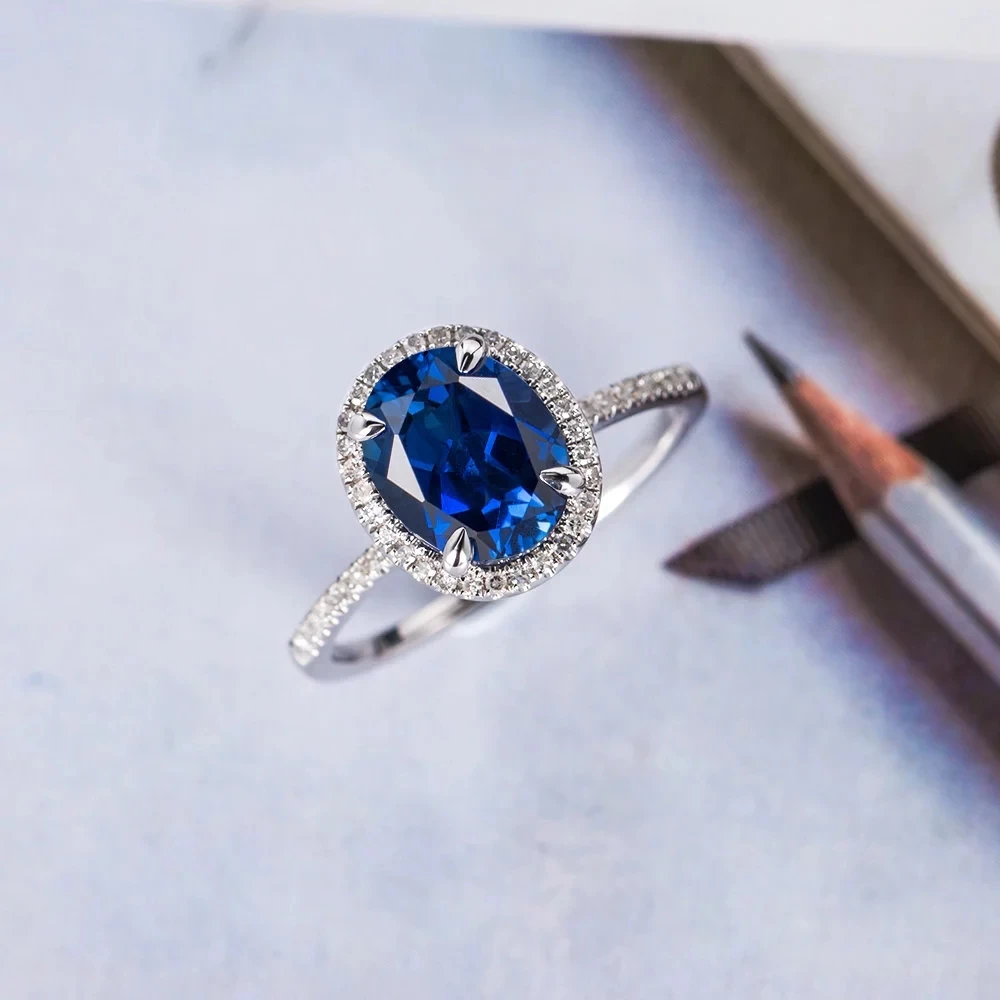 Huitan 2018 klassisches ovales Design mit dunkelblauem aaa Zirkonia Pflaster einstellung Hochzeit Verlobung ringe für Frauen & Freundin