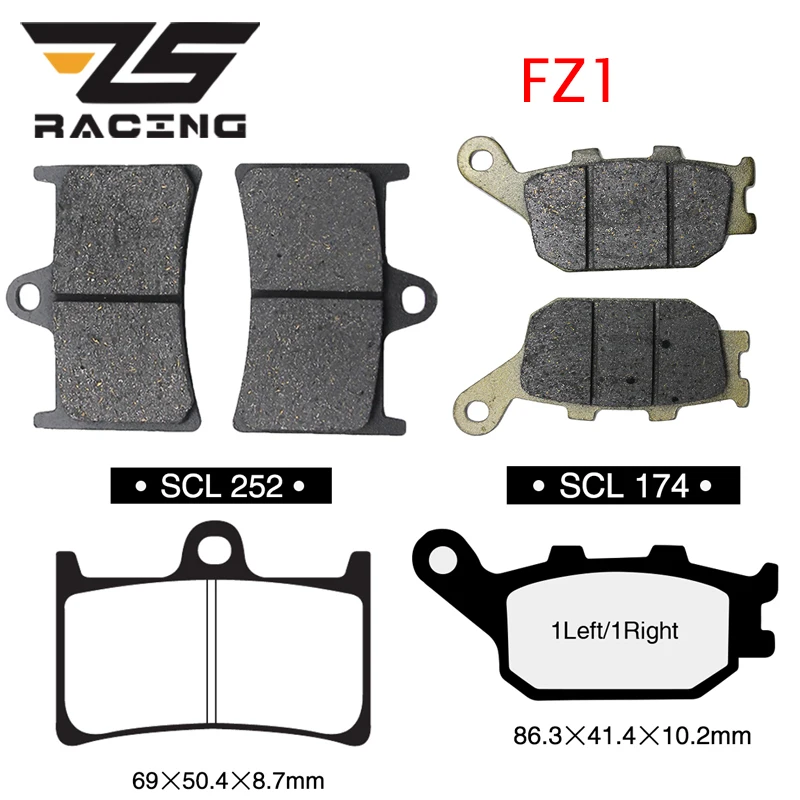 ZS Racing For Yamaha FZ1 FZ 1 2006-2015 Front Brake Pad and Rear Brake Pad  3 Pairs Semi-Metal Motorcycle Brake Pad Set