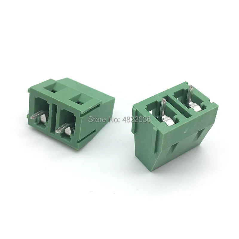 100pcs KF128-7.5-2P Screw 2Pin 7.5mm Straight Pin PCB Screw Terminal Block Connector 300V/10A Green Color