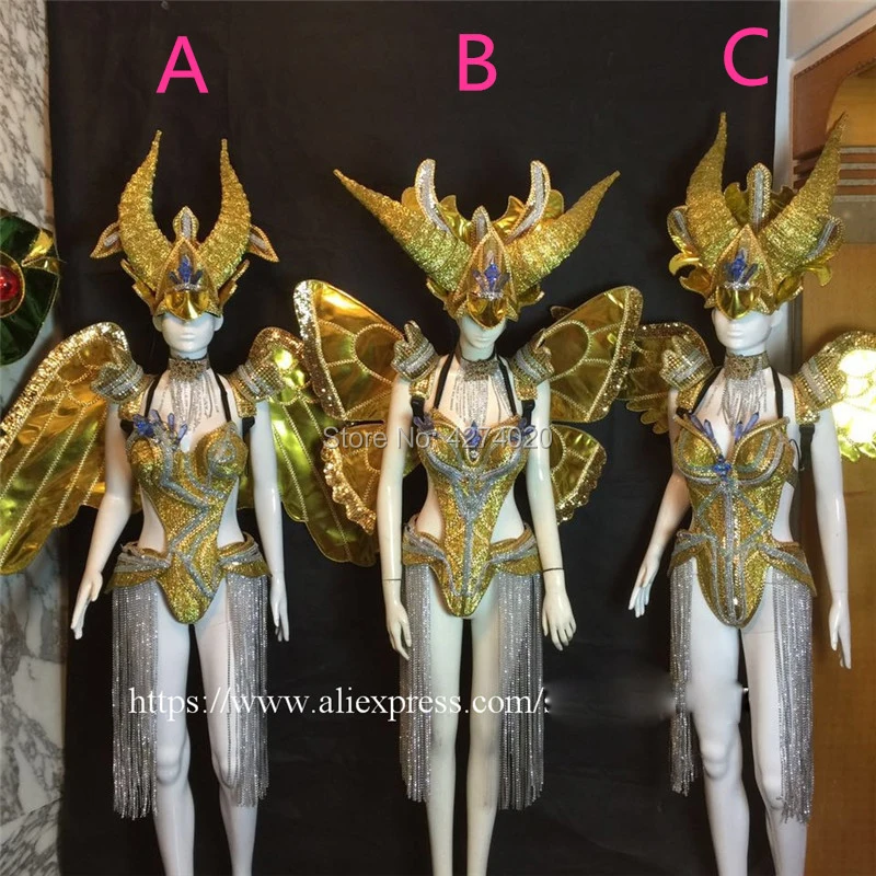 Luxury golden butterfly fairy angel costume Halloween cosplay Nightclub party event stage performance wear