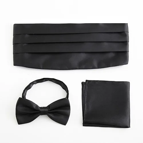 Pria Formal Pesta Pernikahan Ikat Pinggang Set Bow Tie Pocket Square Tuxedo Cummerbunds Belt