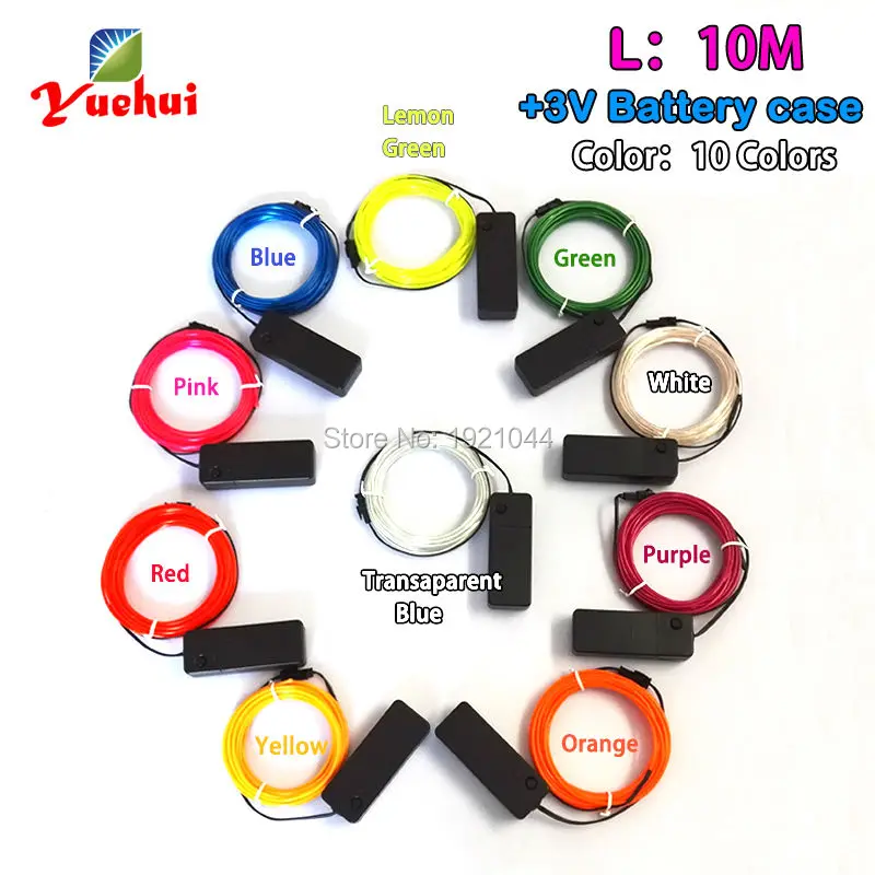 Fio de luz neon colorido, faixa de luz led à prova d'água para decoração diy, com 1m/2m/3m/4m/5m/10m/2.3mm