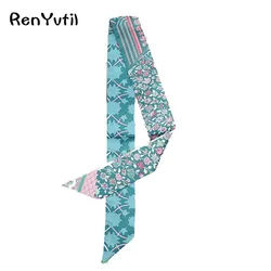 Luxury Long New Skinny Scarf Brand Silk For Women Paris Letter Print Long Bag Scarf Handle Bag Ribbons Head Scarves Best Gift