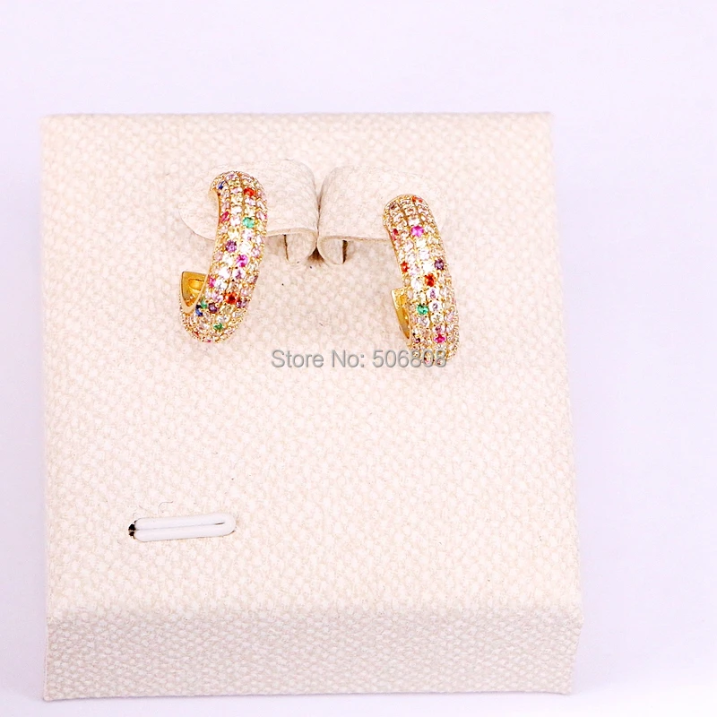 ZYZ-9918 micro pave cz half circle Earrings Rainbow CZ gold Stud Earring girl earring women jewelry