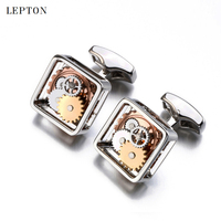 Hot Sales Square Steampunk Gear Cufflinks For Mens Lepton Watch Mechanism Gear Cufflinks Fashion Men Groom wedding cufflink