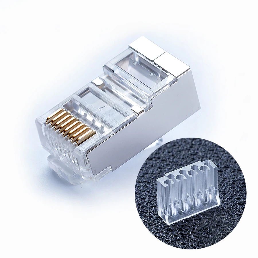 xintylink blue rj45 connector cat6 rg rj 45 ethernet cable plug 8P8C cat 6 rg45 shielded network stp modular keystone jack 50pcs