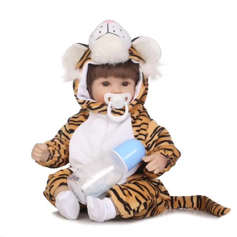 40cm Silicone reborn dolls toys for Baby Appease doll Lifelike Emulation Dolls play house toy Cute Small tiger clothing dolls