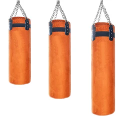 80/100/120cm High Quality Thickened Leather Sandbag Suede Hook Hanging Punching Bag Kicking Muay Thai Train Boxing Sand Bags