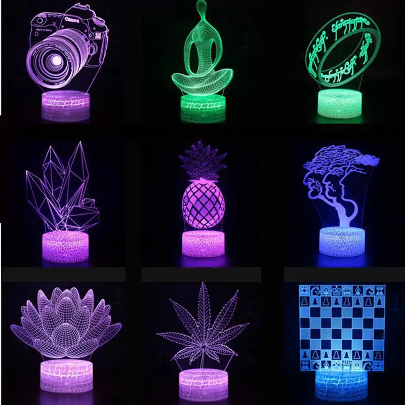 

3D 7 Color Changing Yoga LED Meditation of Acrylic Night Light Bedroom Illusion Table Lamp livingroom Bedside Decor Desk Lamp