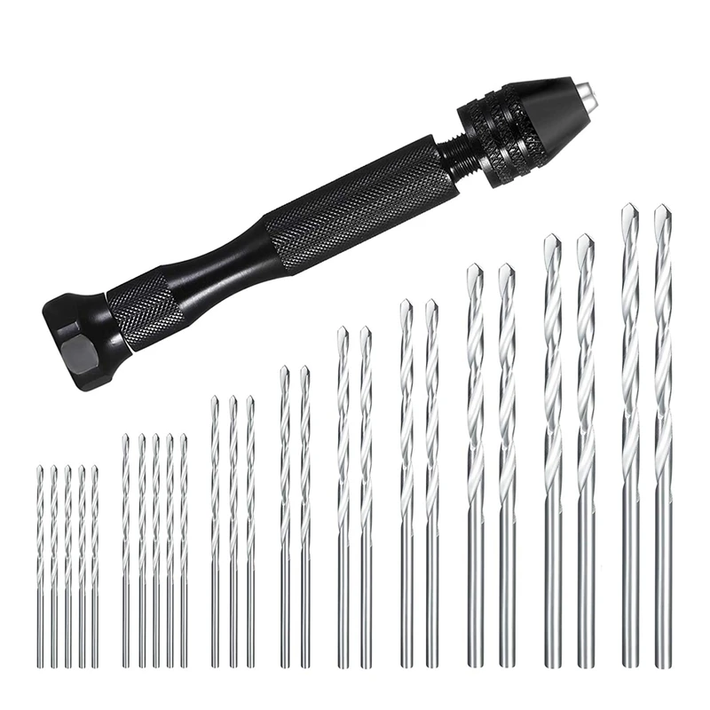 

Hand Drill Set Precision Pin Vise With 25 Pieces Mini Twist Drill Bits For Model,Diy,Jewelry Making,Multipurpose Rotary Tool D