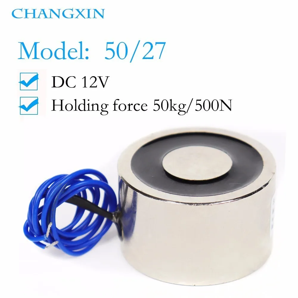 

50/27 Dc 6v 12v 24v Cylinder Electromagnet Lifting 50kg 500n Solenoid Strong Sucker Holding Electric Magnet Custom Diy 12V