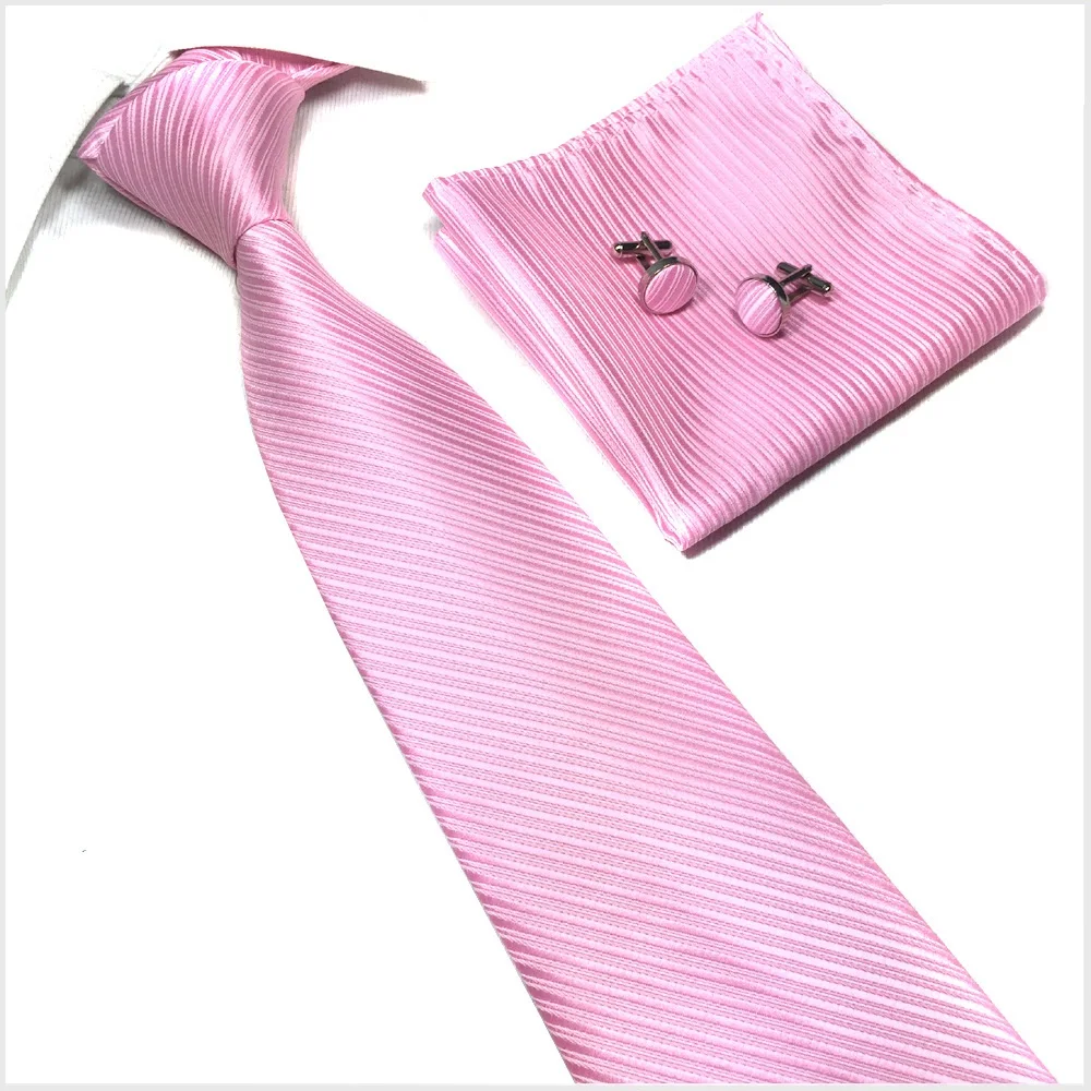 

Men Pink Neck tie sets Fashion Ties Handkerchief Cufflinks Fashion Necktie Mariage business Blue