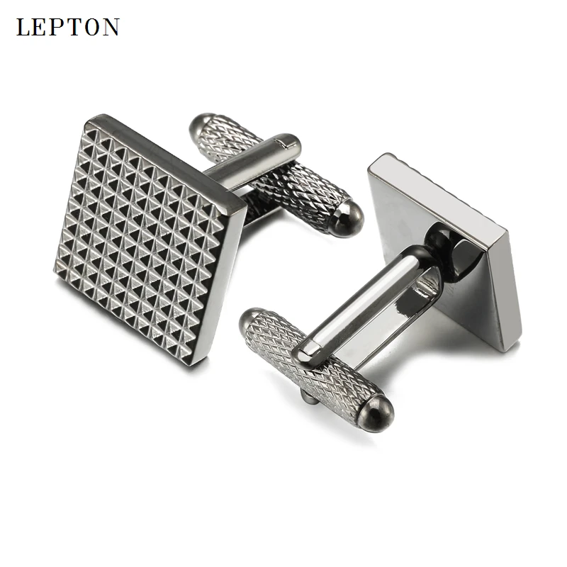 Gran oferta de gemelos cuadrados negros para hombre, joyería de marca Lepton de negocios, gemelos tallados clásicos de alta calidad, Relojes gemelos