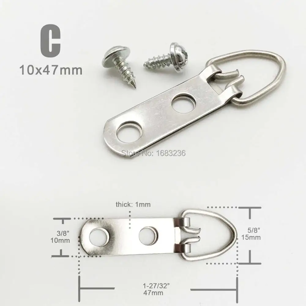 50 Anillos En D Dobles Con Tornillos Para Colgar Cuadros, Lienzos Y Marcos | Pack Resistente De Níquel