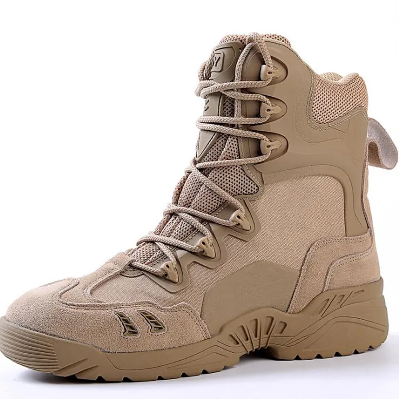 Leather Wearproof Breathable Mens Desert High Shoes Outdoor Climbing Hunting Hiking Training Boots