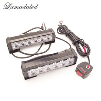 2pcs 16cm split led car grille strobe lights bar automobile flash lamp stroboscope police led warning light beacon red blue