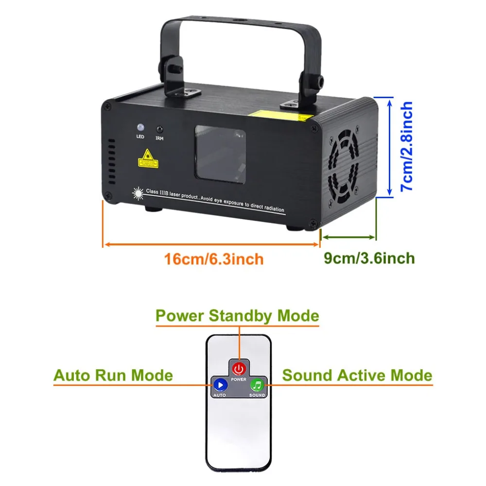 Sharelife Mini Red Green Mix Yellow DMX Laser Scan Light PRO DJ Home Party Gig Effect Stage Lighting Remote Music DM-RGY250