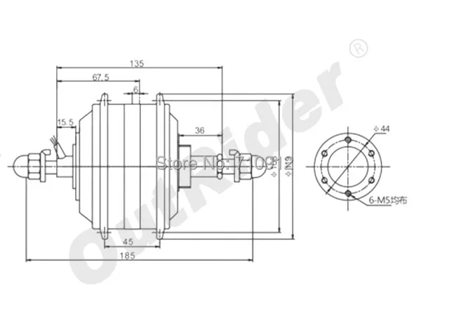 Super 36V Rear  Expansible 7-speed Hall/ no hall Ebike/Electric Bike Hub Motor160-260rpmOR01B6