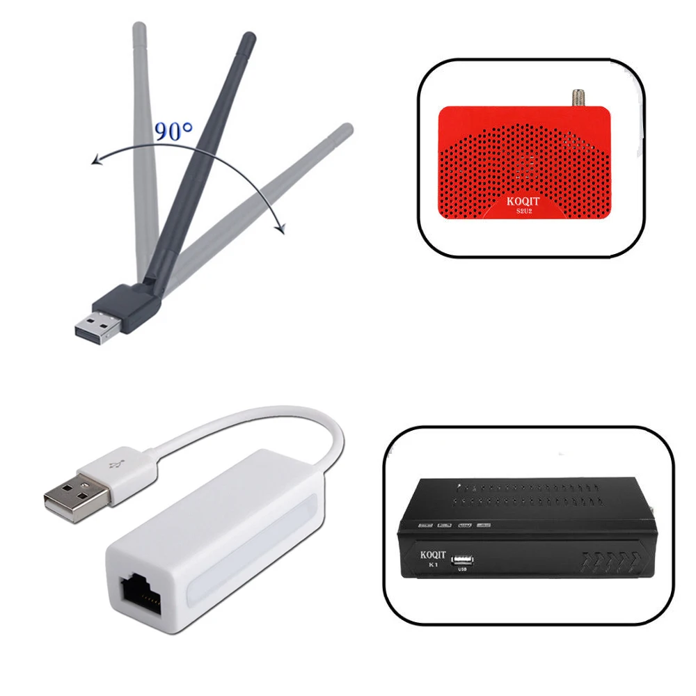 Wireless USB WiFi Antenna USB RJ45 Ethernet Network Adapter MTK7601 88772 Koqit k1 U2 satellite receiver DVB S2 DVB T2 TV Box