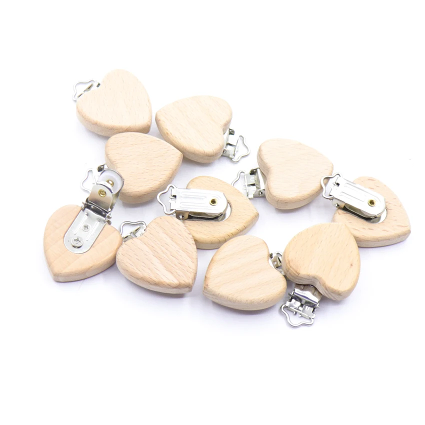 5Pcs/Sets Baby Pacifier Clips BPA Free Cute Modelling Beech Pacifier Clip Baby DIY Cartoon Animal Wooden Log Nipple Chain Holder