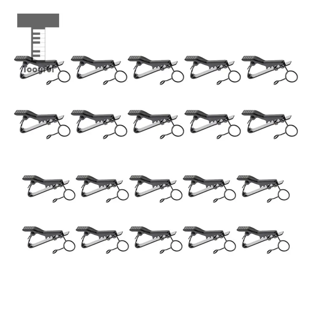 Tooyful Pack of 10 Metal Microphone Clips Round Holder Lapel Tie Lavalier Mic Clip-on Parts