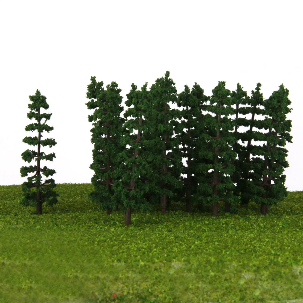 MagiDeal 20Pcs/Lot 1/100 Scale Plastic Fir Trees Model Train Street Scenery Landscape for Garden Park Classroom Greenery Layout