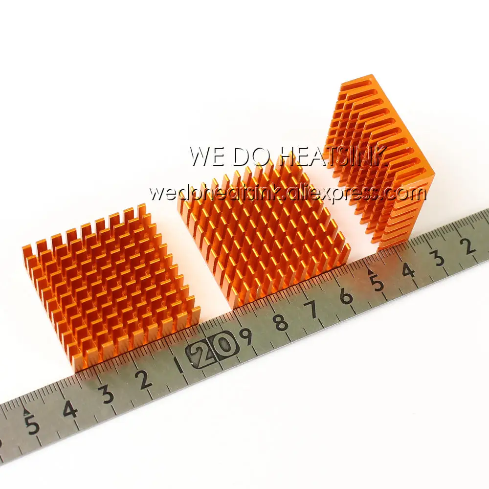 WE DO HEATSINK 5pcs 35x35x10mm Aluminum Southbridge Northbridge Cooling Cooler Radiator Heatsink Golden Anodize