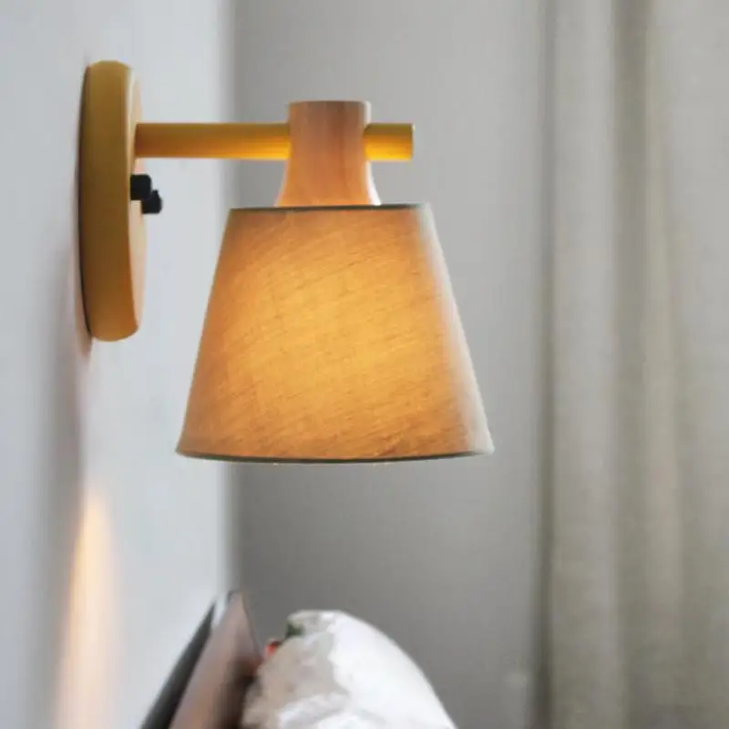 France style wood wall Light for Bedroom Creative Living Room Nordic Macarons sconce Simple Bedside Lamp Foyer LED Wall Lamps