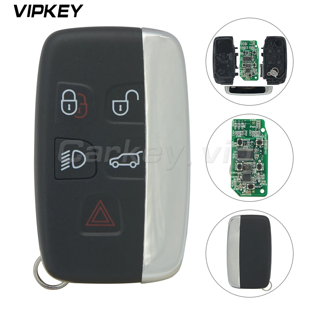 Remotekey 5pcs 5BUTTON SMART KEY FOB 433Mhz PCF7953 Chip For Land Rover Range Rover Sport Evoque Vogue LR4 2010-2016 KOBJTF10A