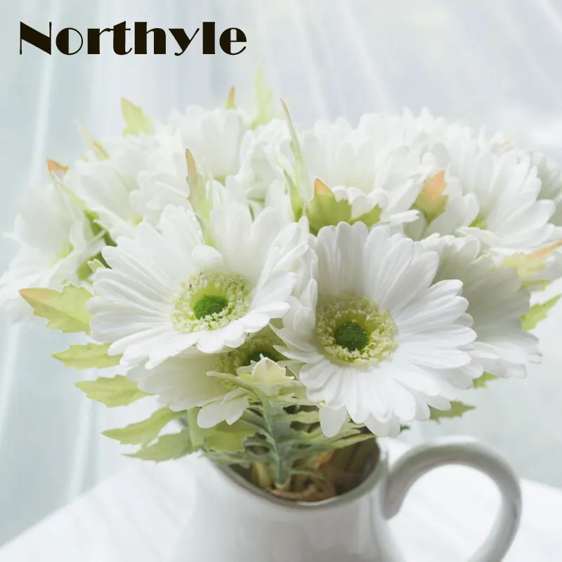 Northyle Artificial Gerbera  Real Touch Fake Daisy Bouquet Home Floral Decoration Diy Wedding Flower Chrysanthemum Ornament