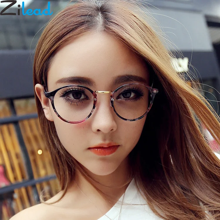 Zilead Women Floral Fnished Myopia Glasses Metal Round Nearsighted Glasses For Lady Short-sight Glasses With Degree -1.0to-4.0