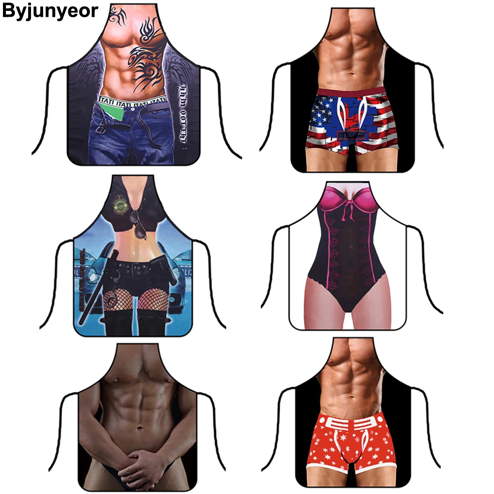 26 Types Muscle Man Kitchen Funny Apron Sexy Woman Apron Printed Bibs Baking Party Cleaning Cute Aprons For Women CS269