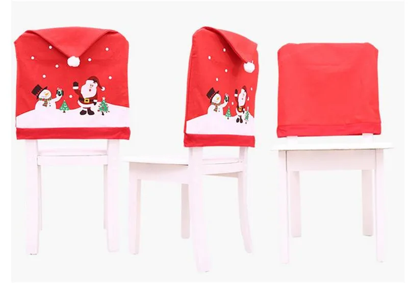 

Hot 100pcs Snowman Cap Chair Covers Christmas Dinner Table Decoration for Home Chair Back Cover Decoracion