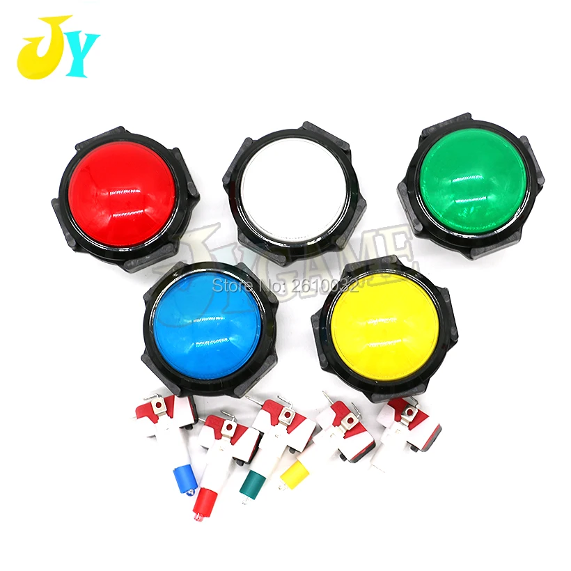 10pcs 60mm 12V Illuminated button Convex circular Arcade push button Children's game Large game machine accessories