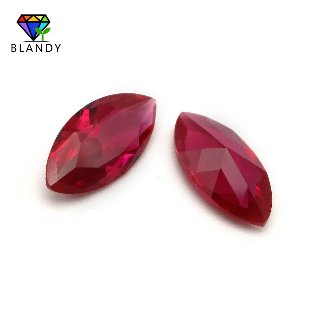 Free Shipping 5# Red Stone 2x4~8x16mm Marquise Cut Gems Synthetic Rubi Corundum Stone For Jewelry