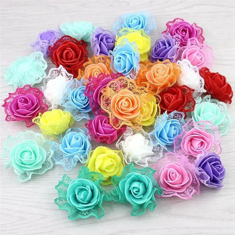 Mini PE Foam DIY Rose Flower Artificial Flower Head Handmade Wedding Home Party Decorative Crafts Supplies 20pcs